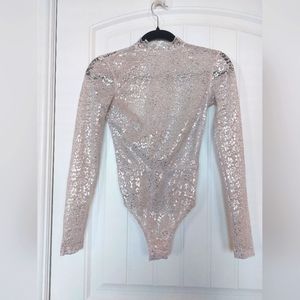 Victoria's secret sparkly light pink lace bodysuit size XS